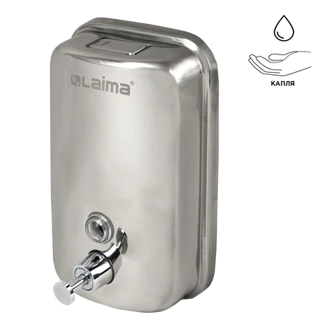 Дозатор для жидкого мыла LAIMA BASIC, 1 л, нержавеющая сталь, зеркальный, 601796 - МСК «Форвард»