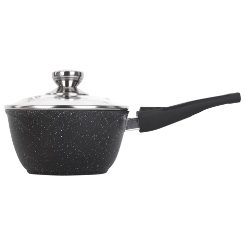 Ковш 1,7 л, съемная soft-touch ручка, жаропрочная стеклянная крышка, антипригарное покрытие, МЕЧТА "Гранит Black", 082802 700719 - МСК «Форвард»