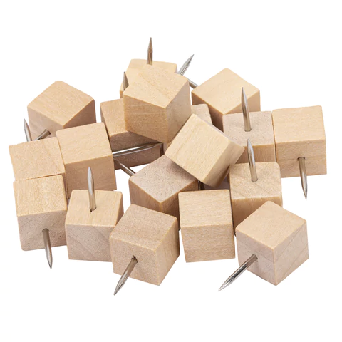 Силовые кнопки-гвоздики BRAUBERG WOOD, деревянные (кубики), 50 штук, 10 мм, 272762 - МСК «Форвард»