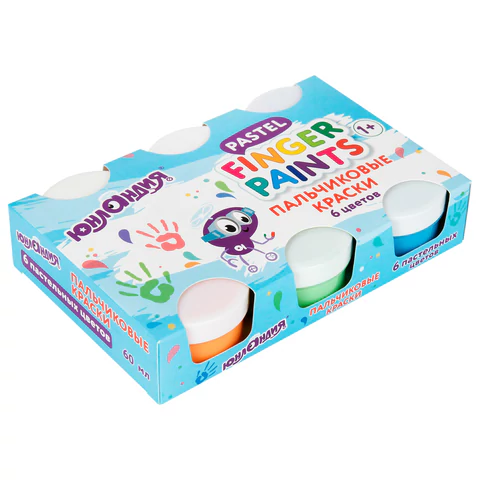 Краски пальчиковые для малышей от 1 года, пастельные цвета, 6 по 60 мл, ЮНЛАНДИЯ, 192569 - МСК «Форвард»