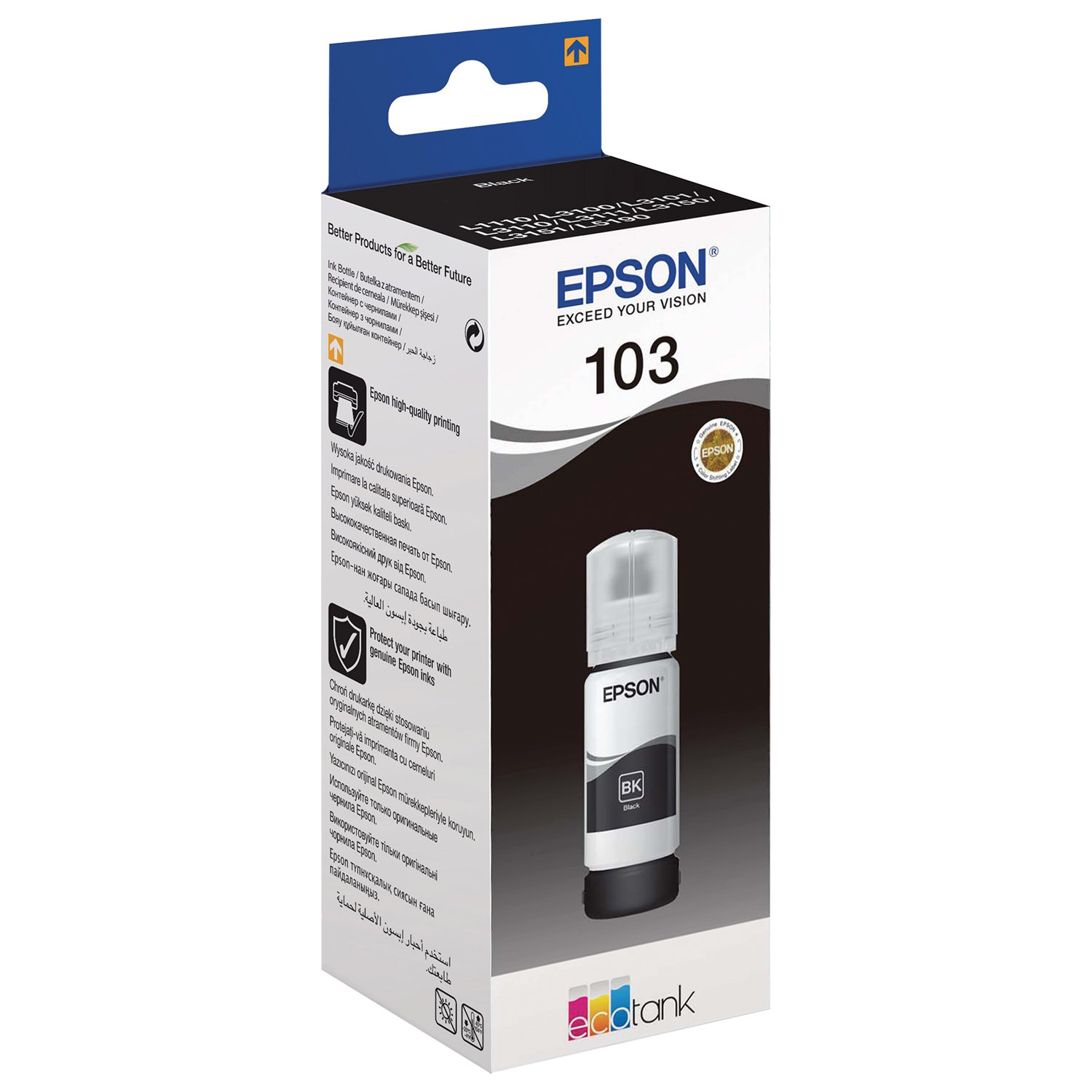 Чернила EPSON 103 (C13T00S14A) для СНПЧ EPSON L3100/L3101/L3110/L3150/L3151/L1110, черные, ОРИГ C13T  363191