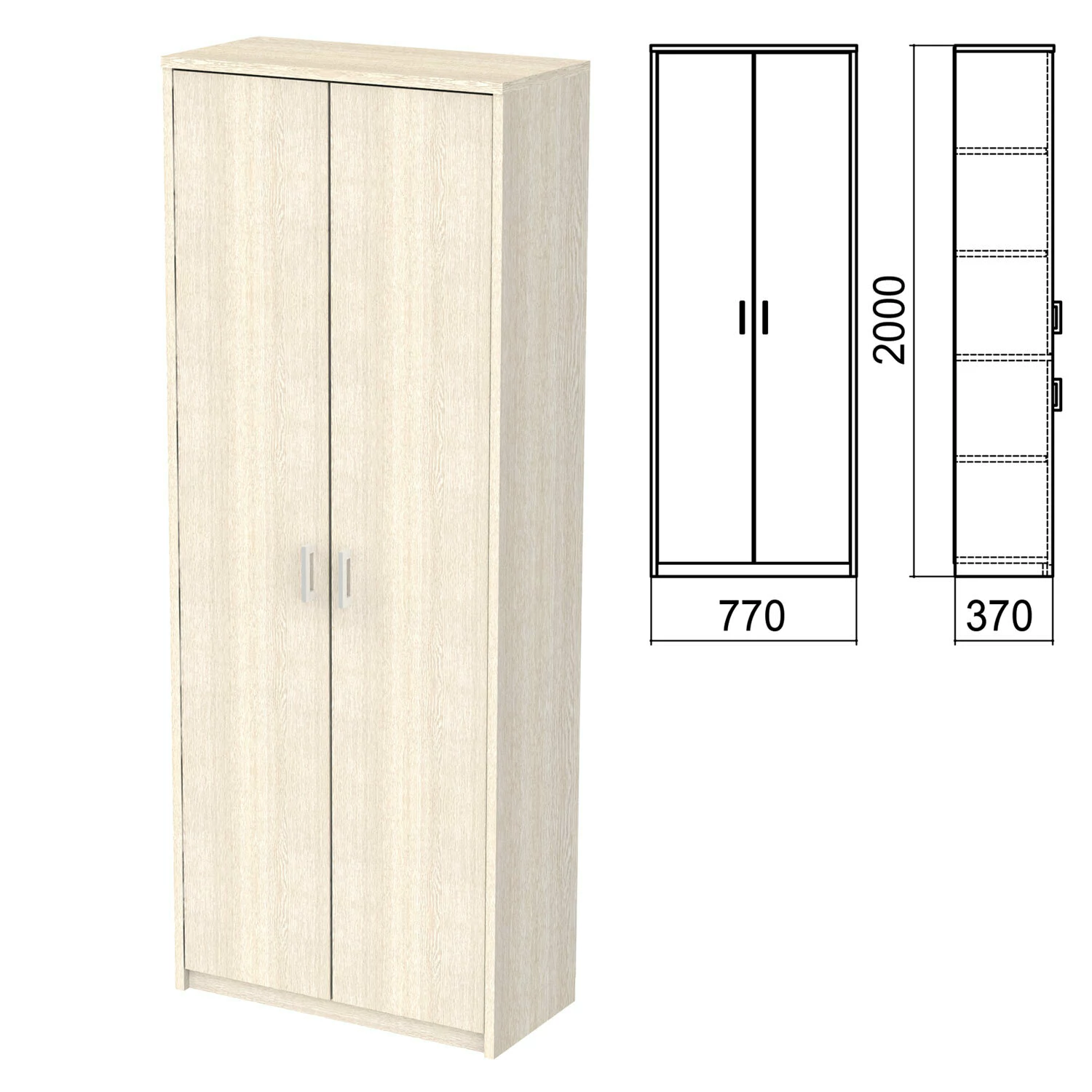 Шкаф закрытый "Арго", 770х370х2000 мм, ясень шимо (КОМПЛЕКТ) 981598