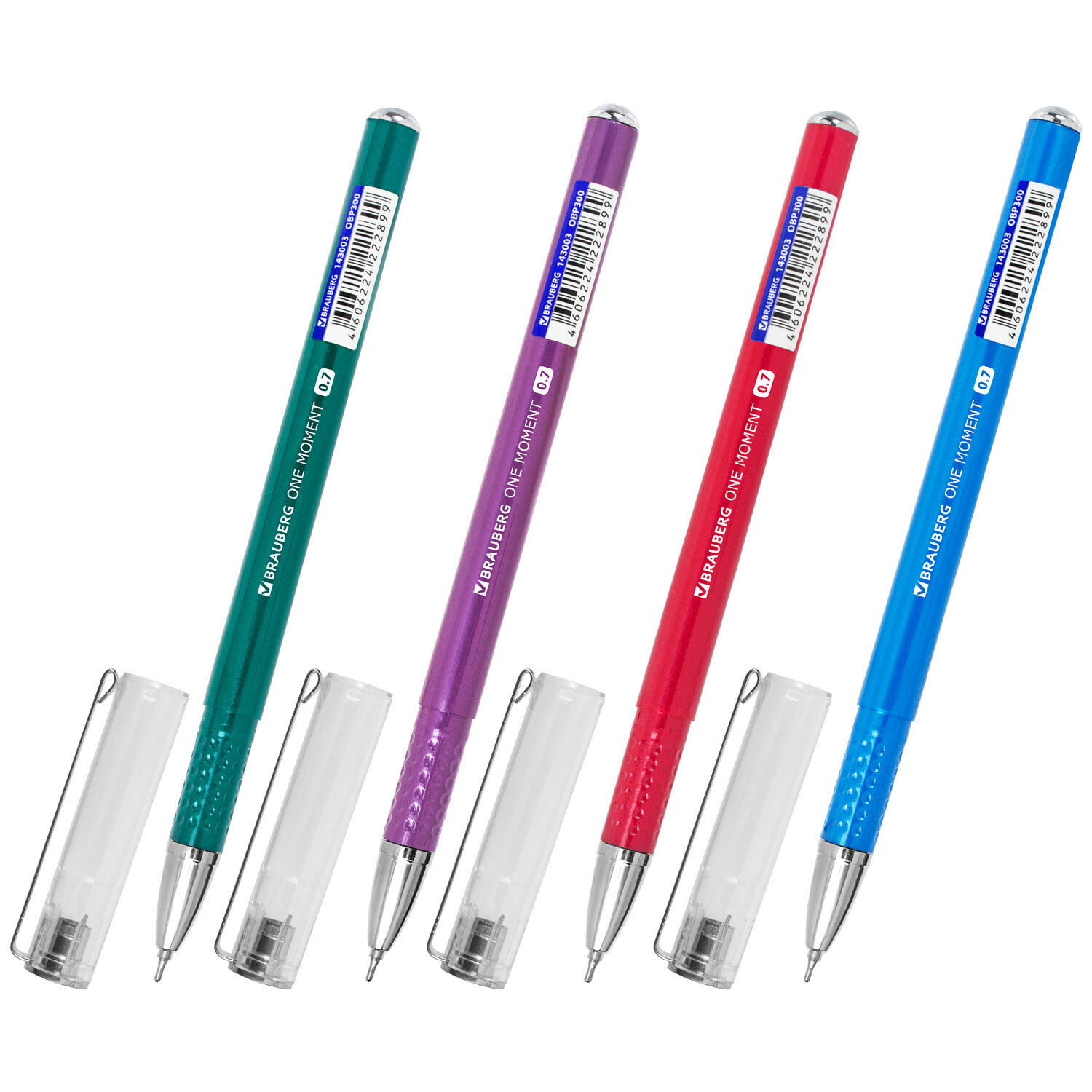 Ручка шариковая масляная BRAUBERG Oxet Color, СИНЯЯ, корпус ассорти, В ДИСПЛЕЕ, 0,7мм, 0,35мм,143003