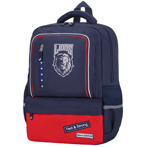 Рюкзак BRAUBERG STAR, 1 отделение,  5 карманов, Brave lion, синий, 40х29х13 см,  270669