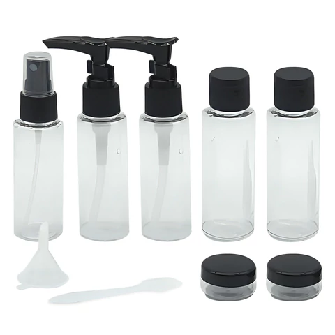 Дорожный набор флаконов в косметичке с наклейками, 7 флаконов (5х50 мл, 2х10 мл), DASWERK (ДАСВЕРК), 609298