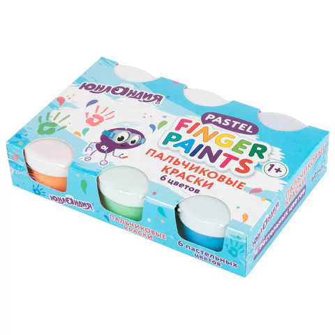 Краски пальчиковые для малышей от 1 года, пастельные цвета, 6 по 60 мл, ЮНЛАНДИЯ, 192569 - МСК «Форвард»