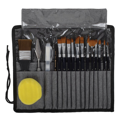 Кисти художественные набор 18 предметов (14 кистей и аксессуары), BRAUBERG ART DEBUT, 201047 - МСК «Форвард»