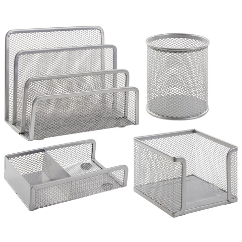 Настольный набор из металла BRAUBERG "Germanium", 4 предмета, серебристый, 231965 - МСК «Форвард»