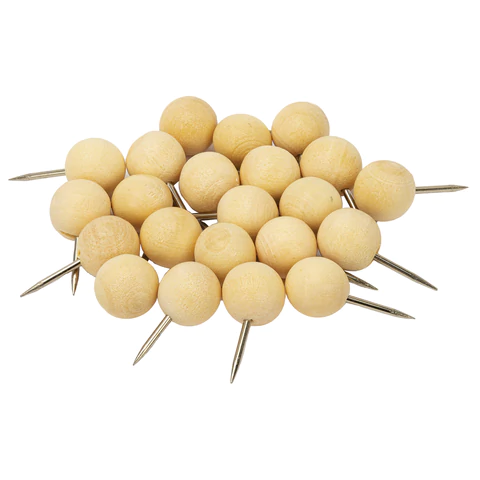 Силовые кнопки-гвоздики BRAUBERG WOOD, деревянные (шарики), 50 штук, 10 мм, 272761 - МСК «Форвард»