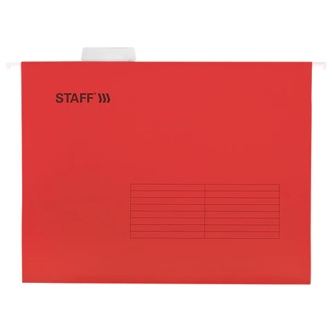 Подвесные папки А4 (350х240 мм) до 80 л., КОМПЛЕКТ 10 шт., красные, картон, STAFF, 270931 - МСК «Форвард»