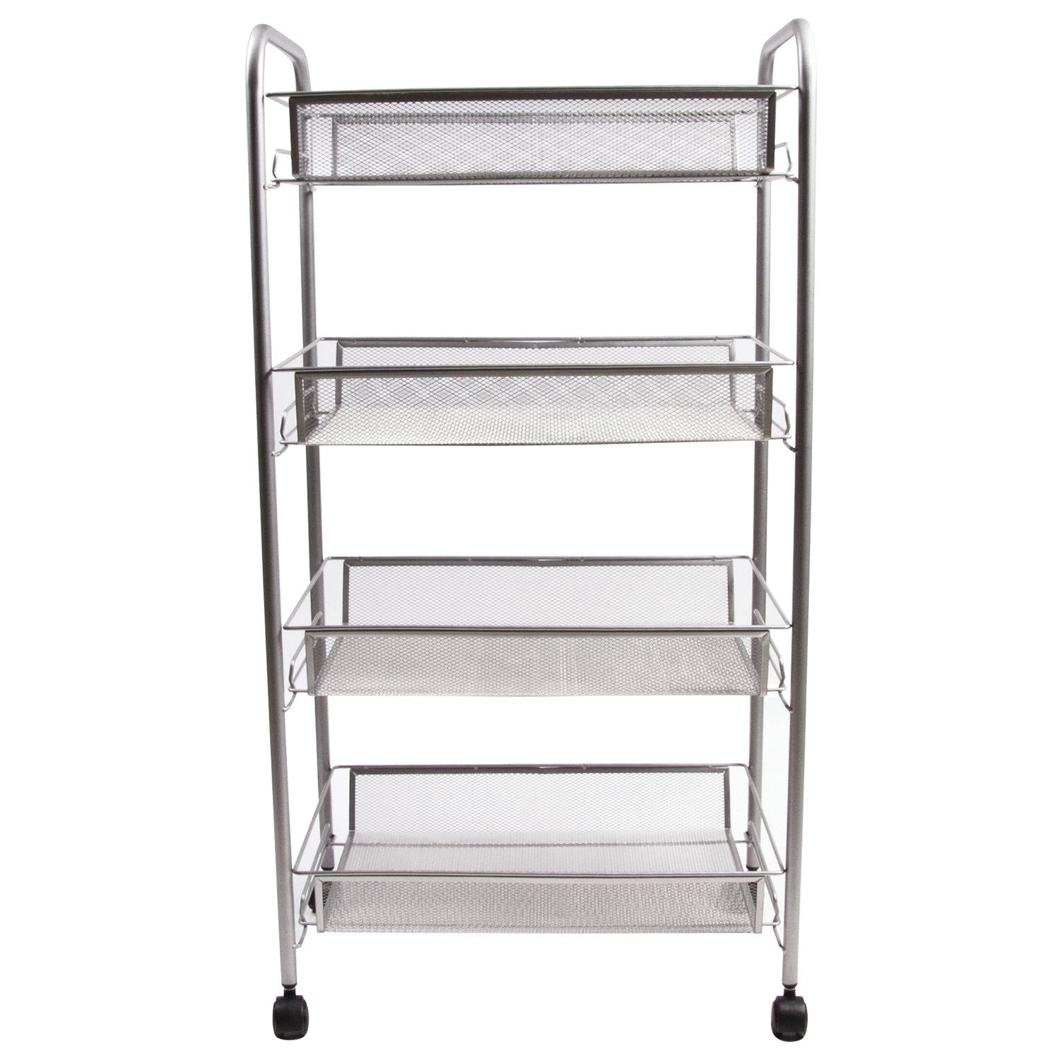 Этажерка (тележка) BRABIX офисно-бытовая 4 яруса, на колесах, металл, серебристая, 43,5*26*83,5 см 603754