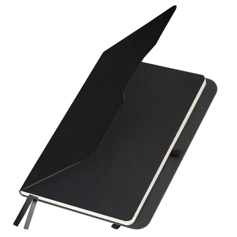 Блокнот А5 (162х218 мм), BRAUBERG "NOTE", под кожу софт-тач, с резинкой, 80 л., клетка, черный, 113437 - МСК «Форвард»