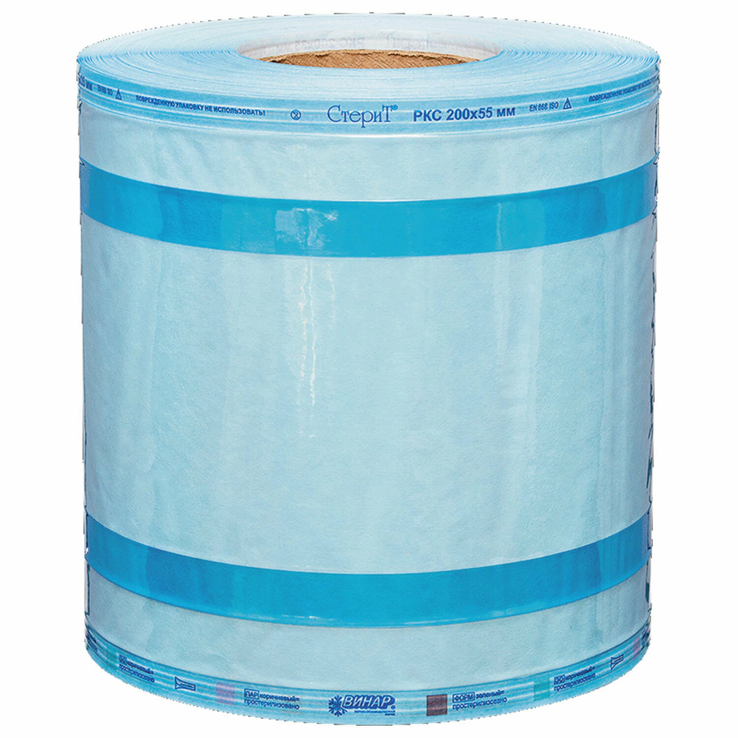 Рулон комбинированный со складкой ВИНАР СТЕРИТ, для ПАР/ГАЗ стерилизации, 200ммх55ммх100м, 630455