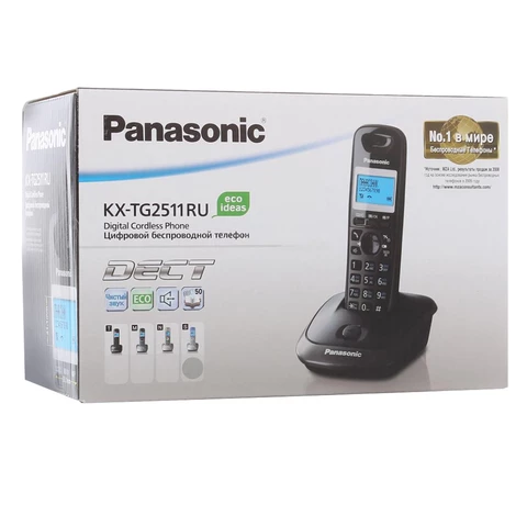 Радиотелефон PANASONIC KX-TG2511RUN, память 50 номеров, АОН, повтор, спикерфон, полифония, радиус 10-100 м, цвет платиновый 260380 - МСК «Форвард»