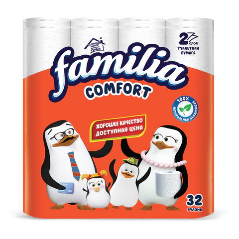 Бумага туалетная бытовая, спайка 32 шт., 2-слойная (32х14,8 м), FAMILIA COMFORT, белая, 5085067 118572 - МСК «Форвард»