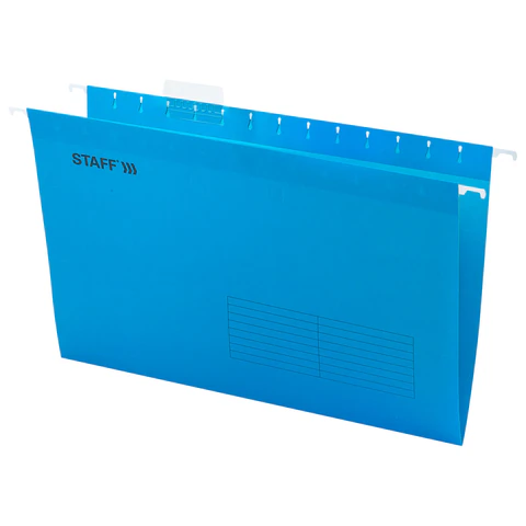 Подвесные папки А4/Foolscap (404х240 мм) до 80 л., КОМПЛЕКТ 10 шт., синие, картон, STAFF, 270933