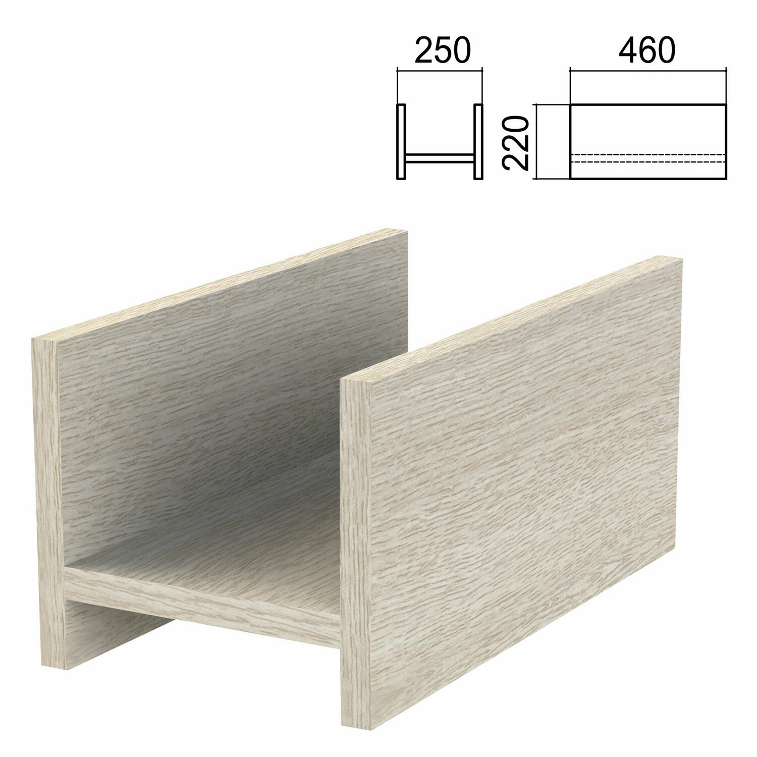 Подставка под системный блок "Арго" (ш250*г460*в220 мм), ясень шимо, А-401, 641603