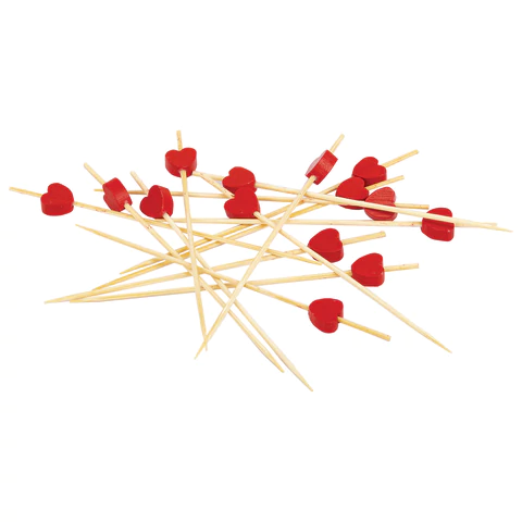 Пики для канапе бамбуковые "Сердце красное", 12 см, 100 шт., КП, 139419 700679 - МСК «Форвард»