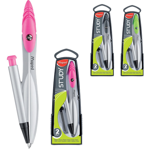 Циркуль MAPED (Франция) "Study", 120мм, металл, мех.кар.0,5мм+грифель,ассорти,пенал с европод,119430 210384