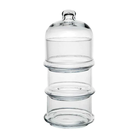 Менажница этажерка с крышкой, 3 емкости, высота 222 мм, стекло, PASABAHCE "VILLA PATISSERIE", фирменная подарочная упаковка, 96986 700580 - МСК «Форвард»