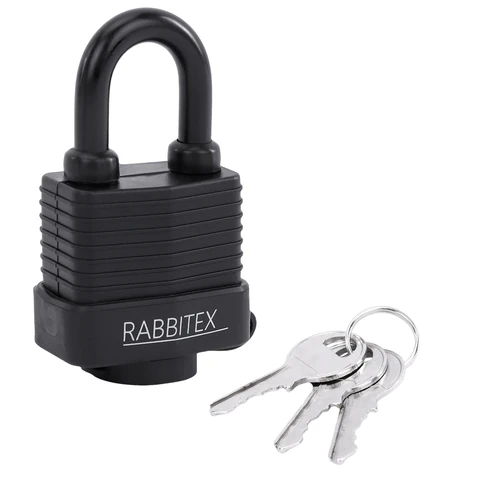 Замок навесной стальной 40 мм "Всепогодный", оцинкованный, прорезиненный, 3 ключа, RABBITEX (РАББИТЕКС), 671300 - МСК «Форвард»