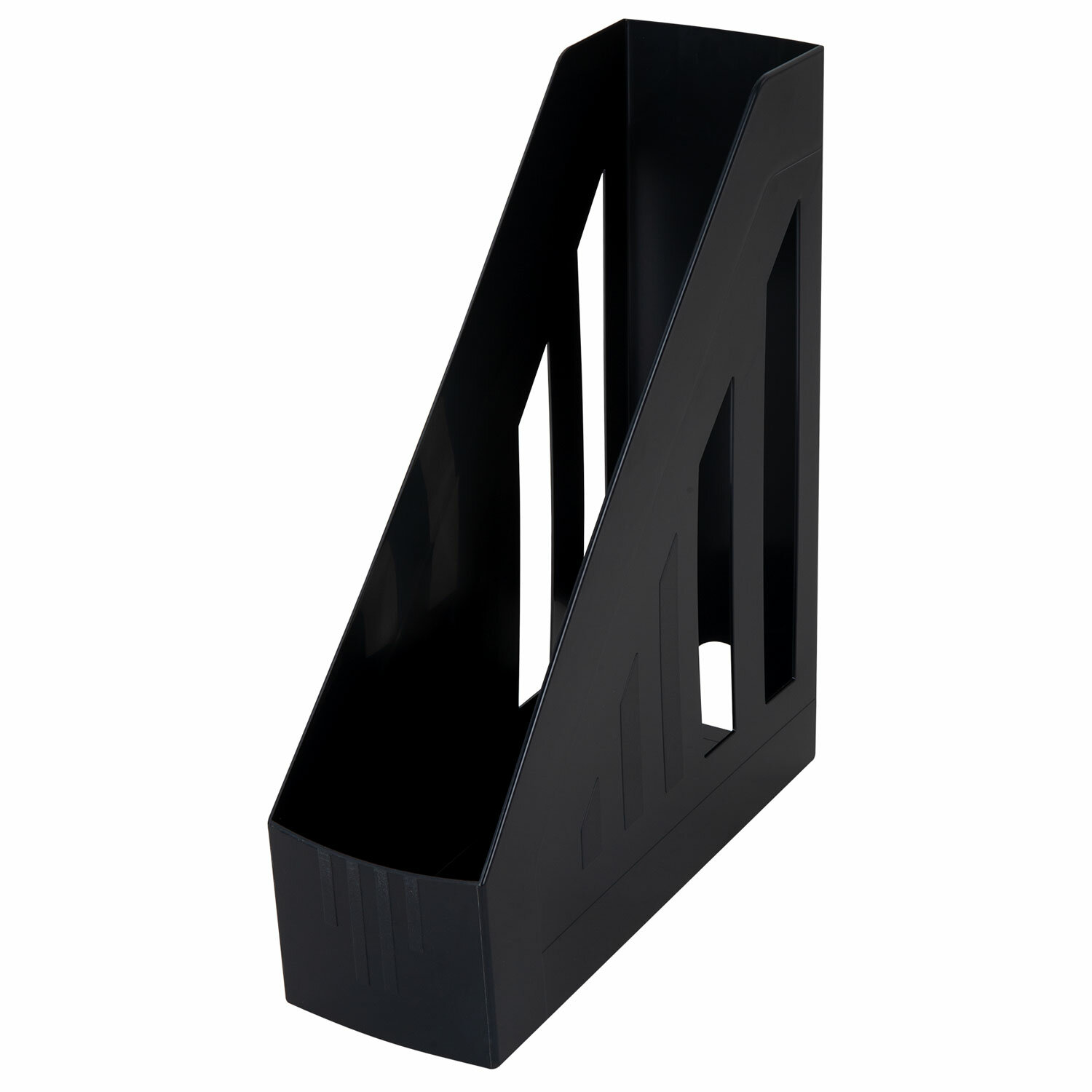 Лоток вертикальный для бумаг BRAUBERG "Contract" (260х85х300 мм), отверстия на торцах, черный,230886