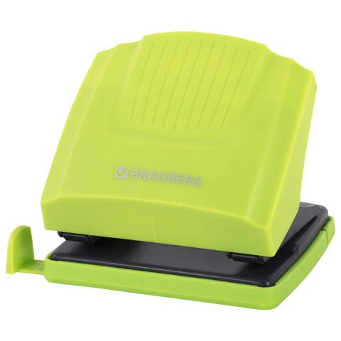 Дырокол BRAUBERG "SUPER", до 30 листов, зелено-черный, 272746 - МСК «Форвард»