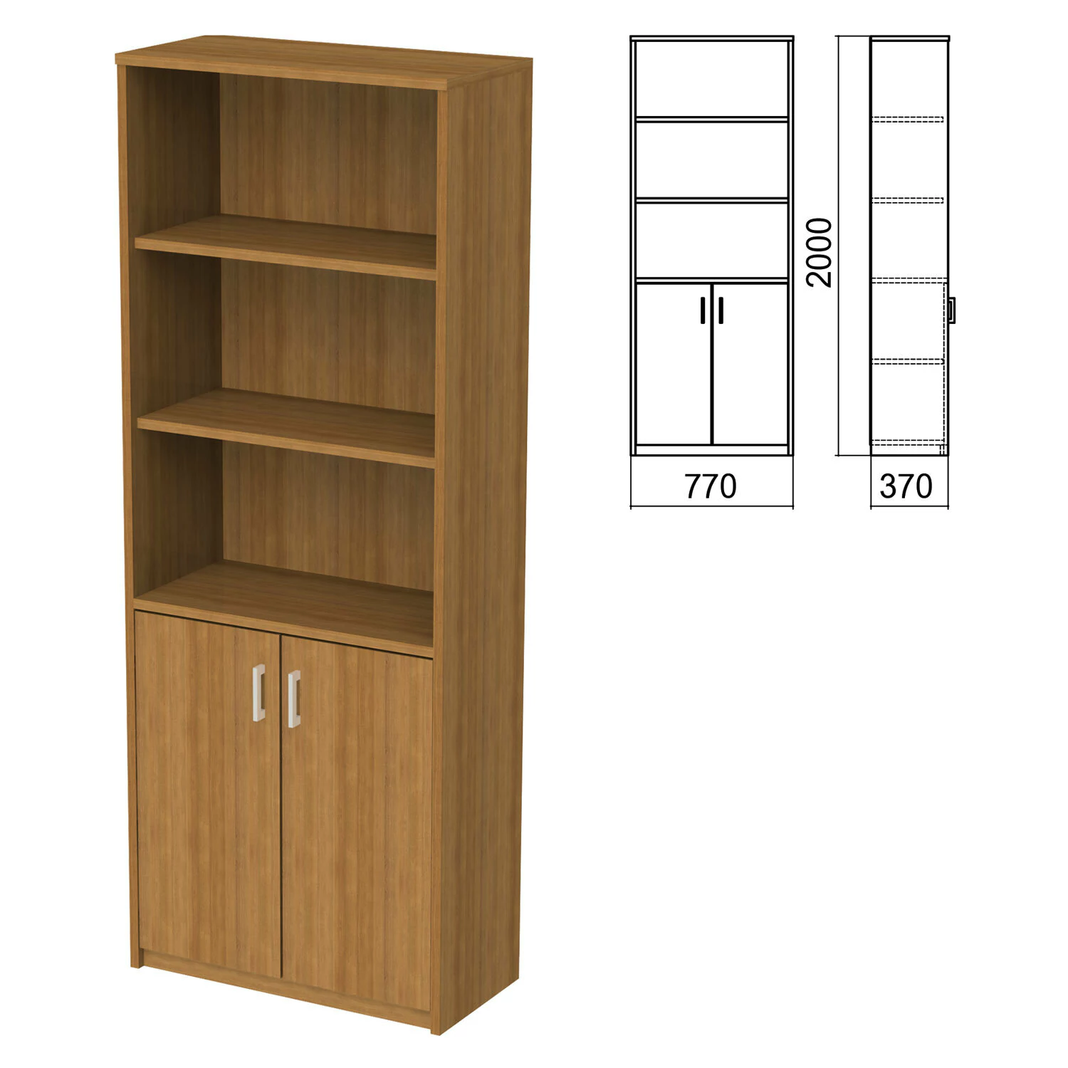 Шкаф полузакрытый "Арго" (ш770*г370*в2000 мм), 2 двери, 4 полки, орех, А-310, 641616