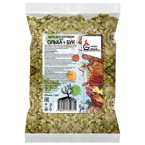 Щепа "Грильвуд" для копчения МИКС (ОЛЬХА + БУК), 1 л, 701756 - МСК «Форвард»