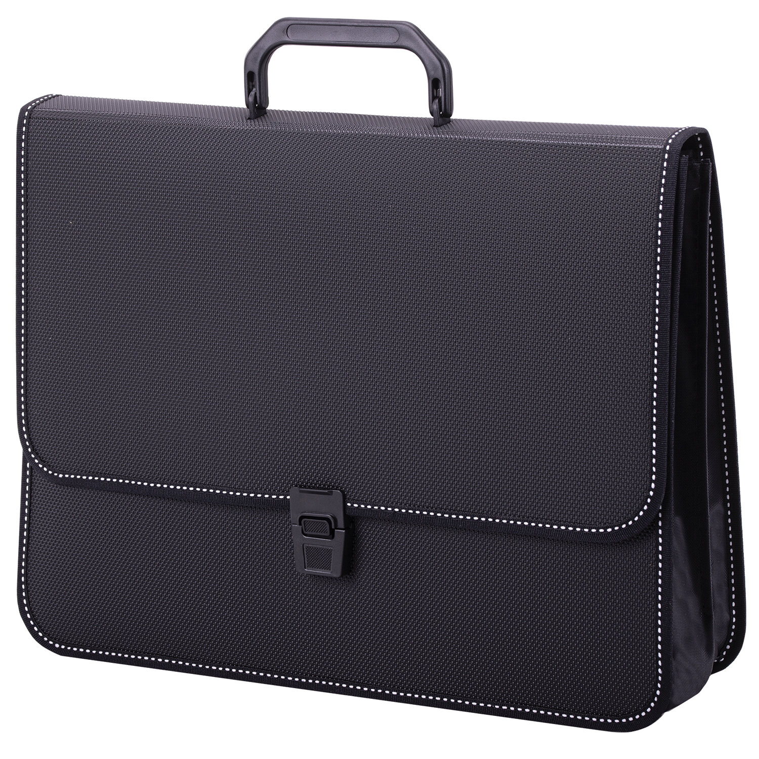 Папка-портфель пласт. BRAUBERG КОНСУЛ А4 (370х280х120мм), 2 отделения, фактура бисер,черный, 223079