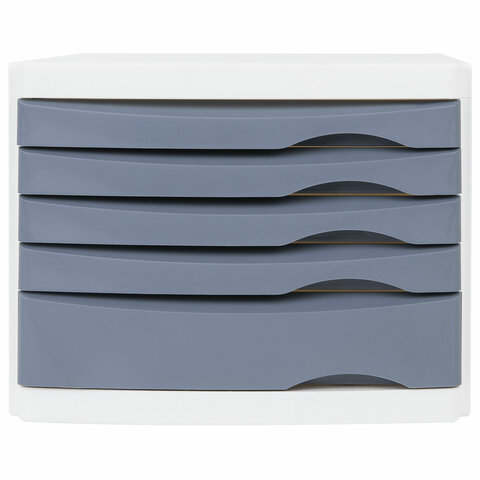 Бокс с 5 выдвижными лотками, корпус светлый, лотки серые, 235х300х355 мм, BRAUBERG "Office-Expert", 238045 - МСК «Форвард»