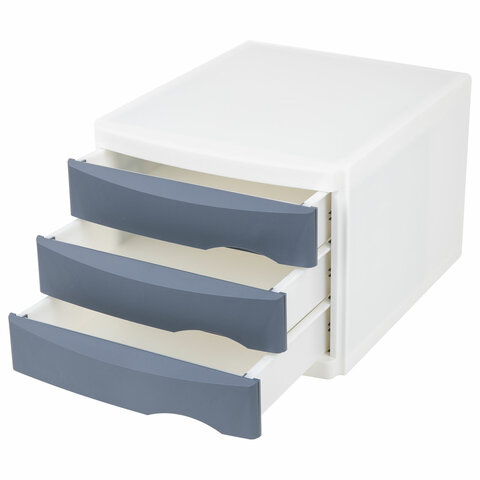 Бокс с 3 выдвижными лотками, корпус светлый, лотки серые, 235х300х355 мм, BRAUBERG "Office-Expert", 238040 - МСК «Форвард»