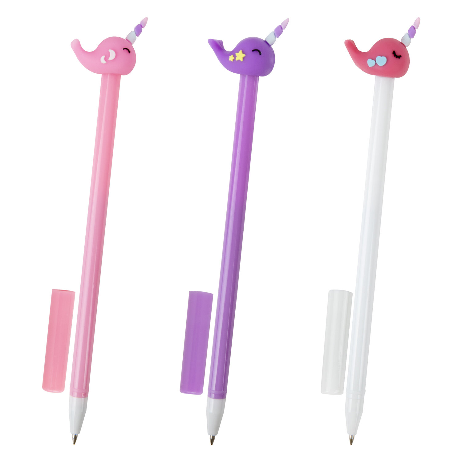 Ручка с топпером шариковая ЮНЛАНДИЯ "Кит-Единорог", корпус ассорти, СИНЯЯ, узел 0,7мм, КОМПЛЕКТ 12шт 143783