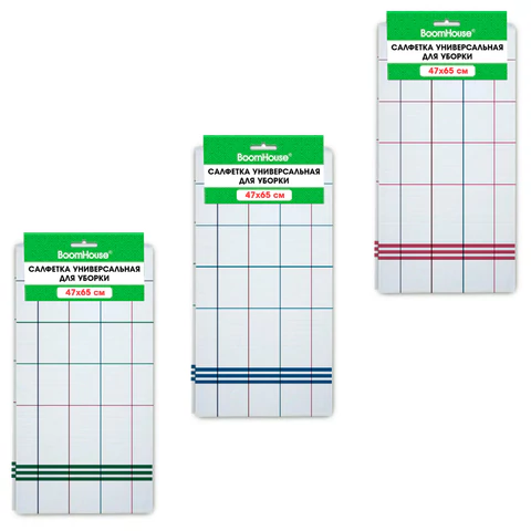 Салфетка универсальная, ХЛОПОК, 47х65 см, КОМПЛЕКТ 12ШТ белая клетка, легкий цветной контур, ассорти, BOOMHOUSE (БУМХАУС), 700886 - МСК «Форвард»