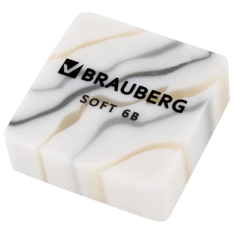 Ластики BRAUBERG "MARBLE", НАБОР 6 штук, 34х34х11 мм, квадратные, экологичный ПВХ, блистер, 272735 - МСК «Форвард»