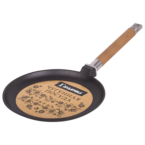 Сковорода блинная чугунная 22 см со съемной ручкой (подходит для индукции), ГАРДАРИКА, 0822 700727