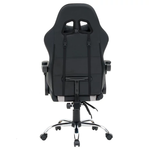 Кресло компьютерное CROMEX (КРОМЕКС) "Quantum GM-155 RGB", подсветка, две подушки, экокожа, черное/красное/серое, 532955 - МСК «Форвард»