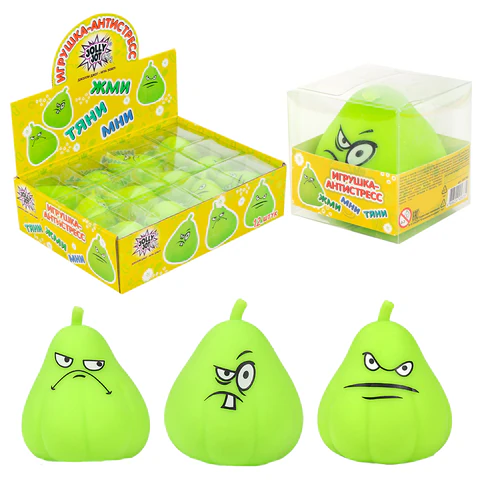 Игрушка-антистресс КОМПЛЕКТ 12ШТ "ГРУША-ЗЛЮКА", 9х7 см, ассорти, 3 вида, дисплей, JOLLY JOT (ДЖОЛЛИ ДЖОТ), 665790 - МСК «Форвард»