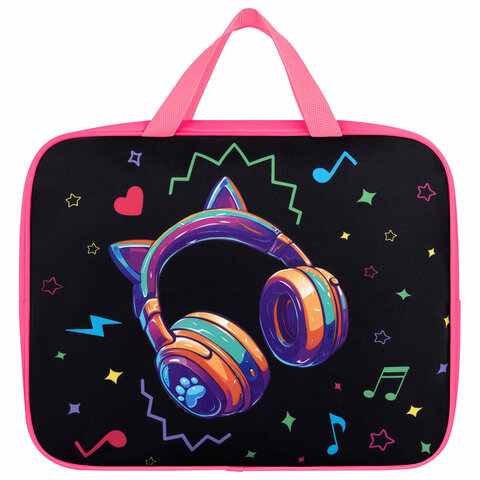 Папка на молнии с ручками BRAUBERG А4, 1 отделение, полиэстер, 80 мм, "Headphones", 273302 - МСК «Форвард»