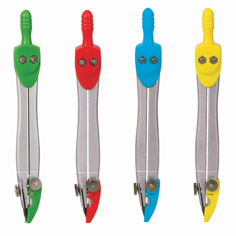 Циркуль BRAUBERG "Klasse", 115мм, пластиковый пенал ассорти, дисплей, 210526