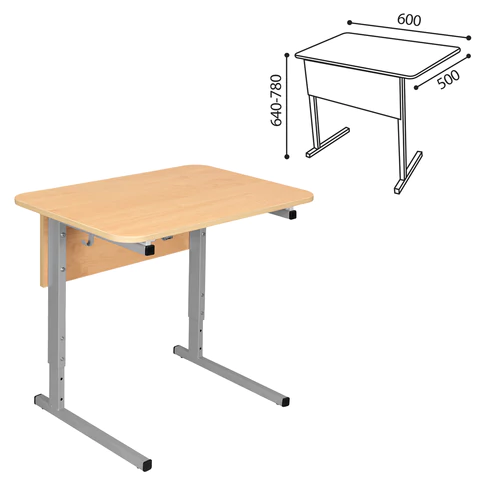 Стол-парта 1-местный регулируемый СУТ.54, 600х500х640-780 мм, рост 4-6, серый каркас, ЛДСП клён 532700 - МСК «Форвард»