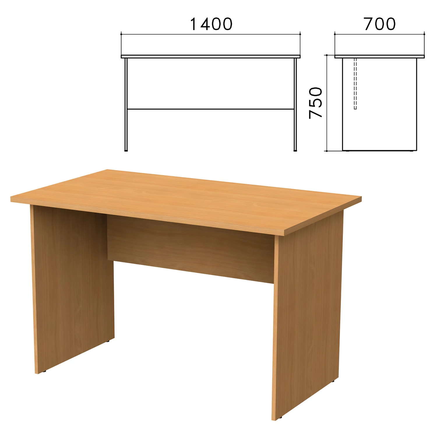 Стол письменный "Монолит" (ш1400*г700*в750 мм), цвет бук, СМ2.1  640089