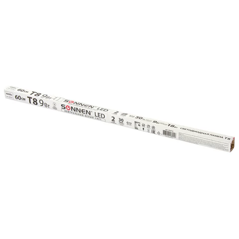 Лампа-трубка светодиодная SONNEN, 9 Вт, 30000 ч, 60 см, нейтральный белый (аналог 18 Вт люминесцентной лампы), LED T8-9W-4000-G13, 453715 - МСК «Форвард»