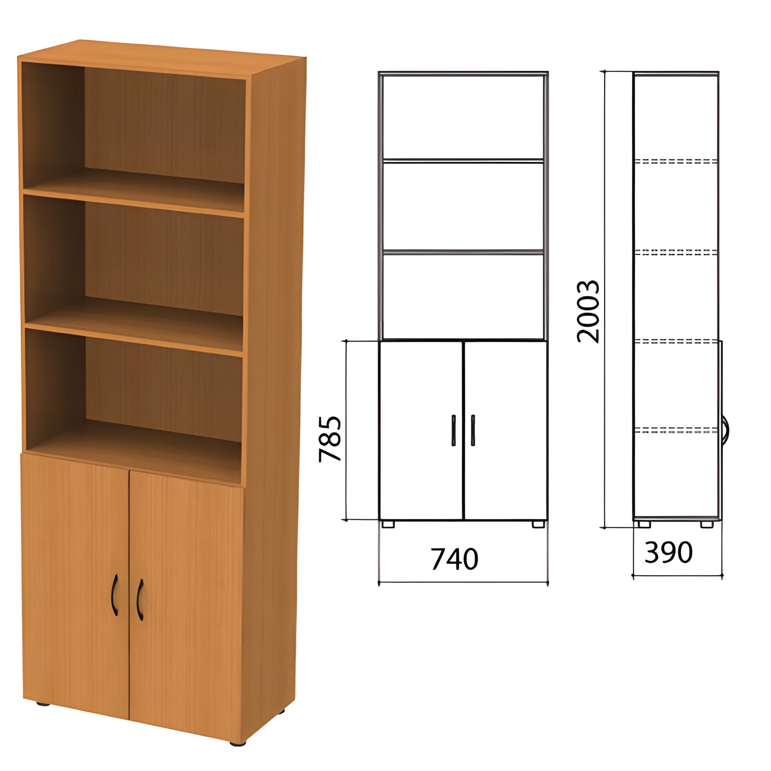Шкаф полузакрытый "Фея", 740х390х2000мм, цвет орех милан (КОМПЛЕКТ) 980033
