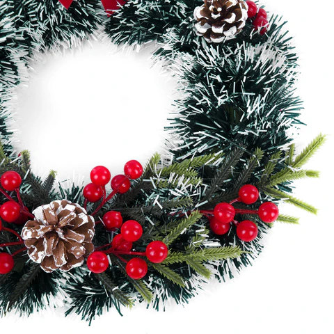 Венок новогодний, диаметр 35 см "Пушистый", с декором, ПЭТ, ЗОЛОТАЯ СКАЗКА, 592520 - МСК «Форвард»