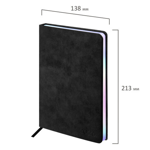 Ежедневник датированный 2026 А5 138х213 мм, BRAUBERG "Ice", под кожу, черный, 117393 - МСК «Форвард»