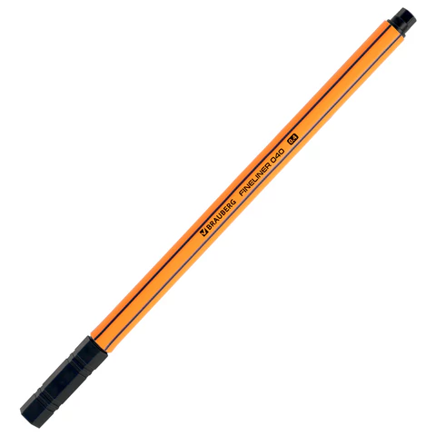 Ручка капиллярная (линер) ЧЕРНАЯ, BRAUBERG "FINE 040", шестигранная, линия письма 0,4 мм, 144139 - МСК «Форвард»