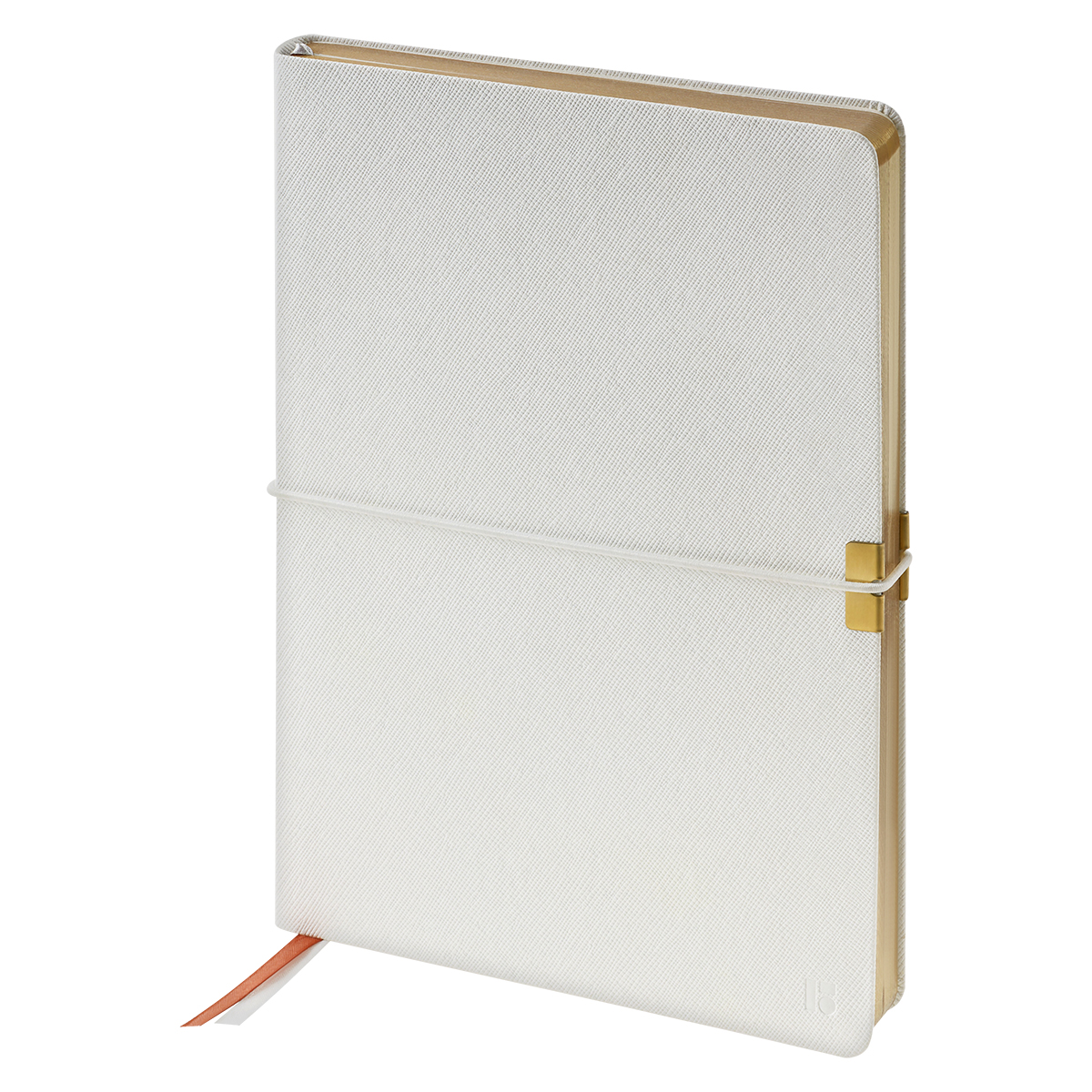 Ежедневник недатированный, А5, 136л., кожзам, Berlingo "Casual Gold", с резинкой, белый, золотой срез 384702