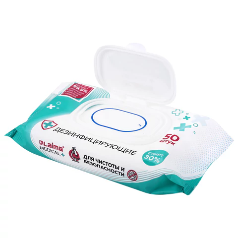 Дезинфицирующие салфетки спиртовые (30%), для любых поверхностей, 50 шт., LAIMA MEDICAL, 608765 ЧЕСТНЫЙ ЗНАК! - МСК «Форвард»