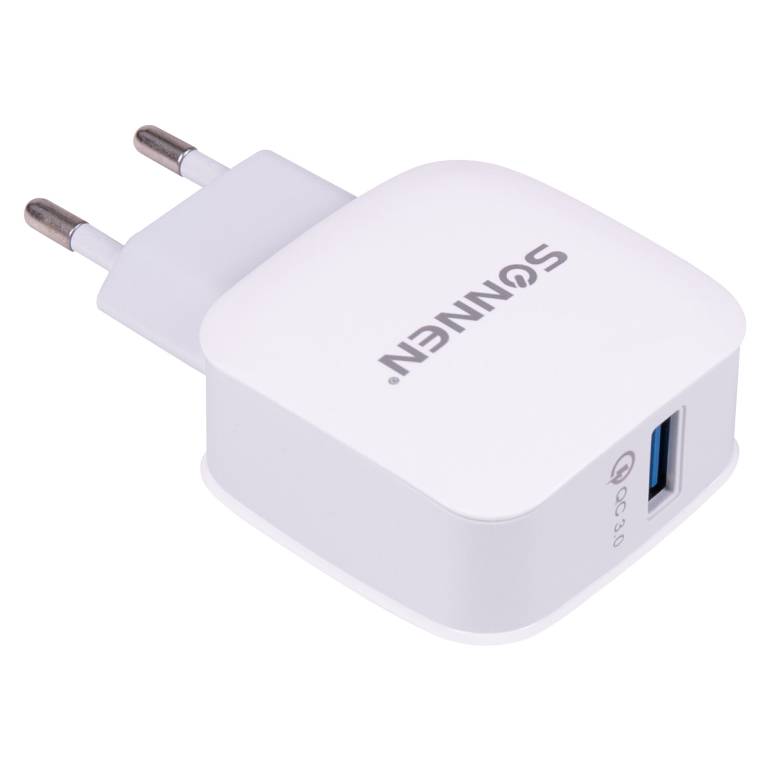 Зарядное устройство быстрое сетевое (220В) SONNEN, порт USB, QC3.0,выходной ток 3А, белое, 455506